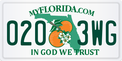 FL license plate 0203WG