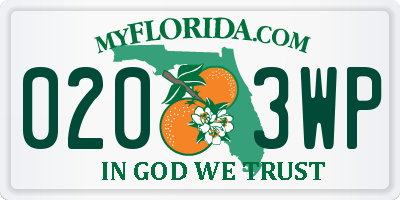 FL license plate 0203WP