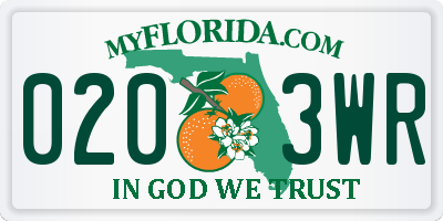 FL license plate 0203WR