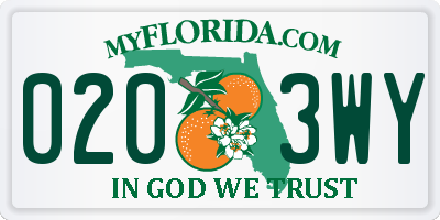 FL license plate 0203WY