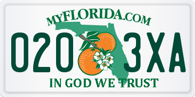 FL license plate 0203XA