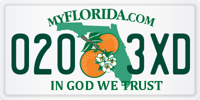 FL license plate 0203XD