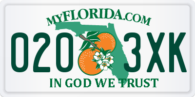 FL license plate 0203XK