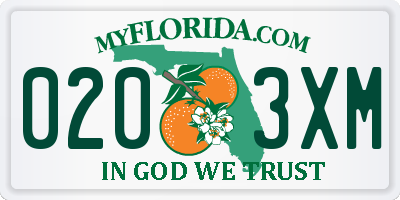 FL license plate 0203XM