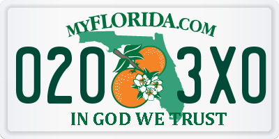 FL license plate 0203XO