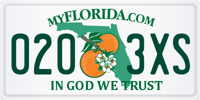 FL license plate 0203XS