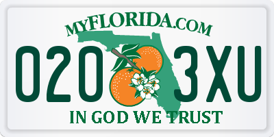 FL license plate 0203XU