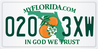 FL license plate 0203XW