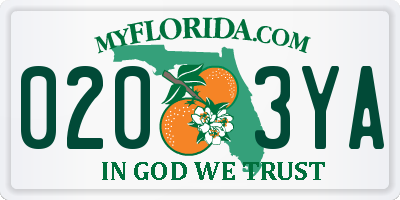 FL license plate 0203YA