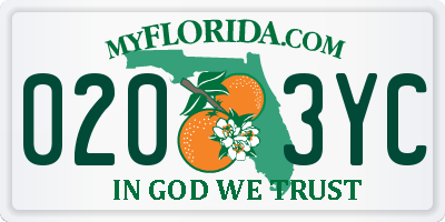 FL license plate 0203YC