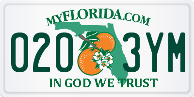 FL license plate 0203YM