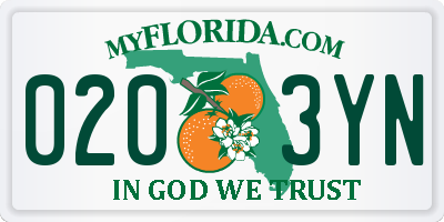 FL license plate 0203YN