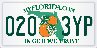 FL license plate 0203YP