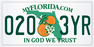 FL license plate 0203YR