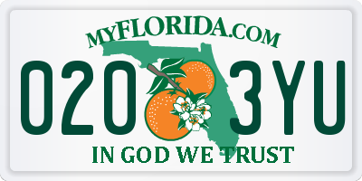 FL license plate 0203YU