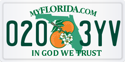 FL license plate 0203YV