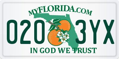 FL license plate 0203YX