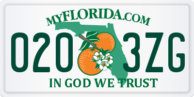 FL license plate 0203ZG