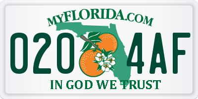 FL license plate 0204AF