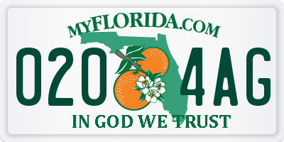 FL license plate 0204AG