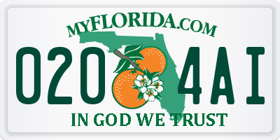 FL license plate 0204AI