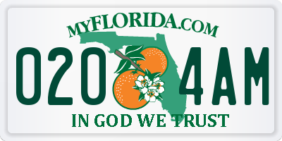 FL license plate 0204AM