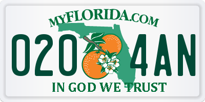FL license plate 0204AN
