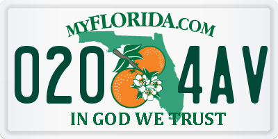 FL license plate 0204AV