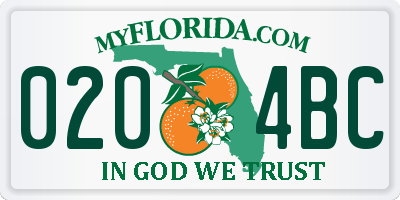FL license plate 0204BC