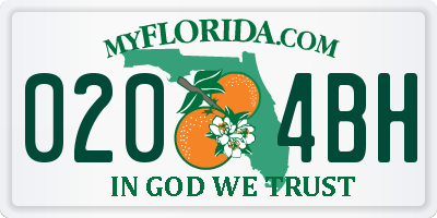 FL license plate 0204BH