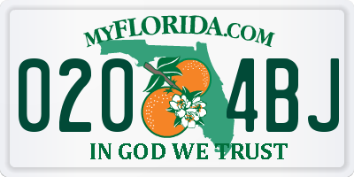 FL license plate 0204BJ