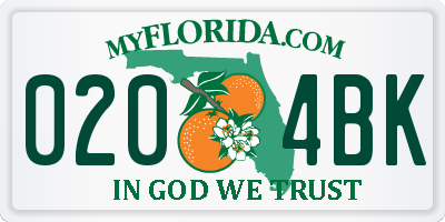 FL license plate 0204BK