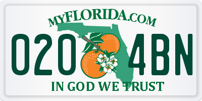 FL license plate 0204BN