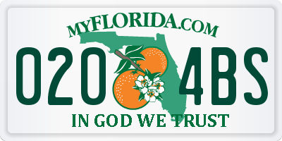 FL license plate 0204BS