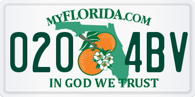 FL license plate 0204BV