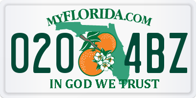 FL license plate 0204BZ