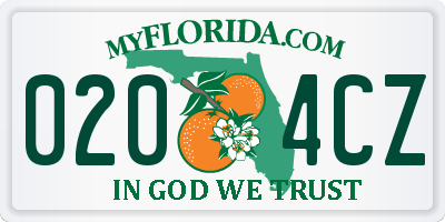 FL license plate 0204CZ