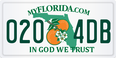 FL license plate 0204DB