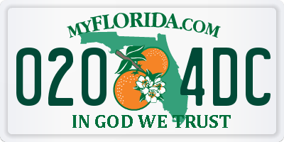 FL license plate 0204DC