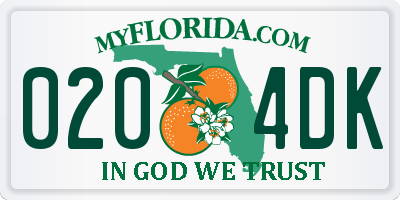 FL license plate 0204DK