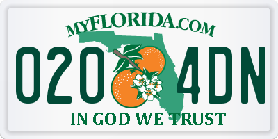 FL license plate 0204DN