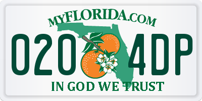 FL license plate 0204DP
