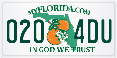 FL license plate 0204DU