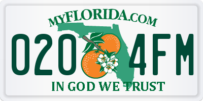 FL license plate 0204FM