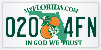 FL license plate 0204FN
