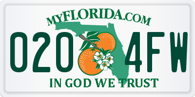FL license plate 0204FW