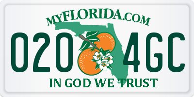 FL license plate 0204GC