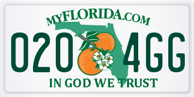 FL license plate 0204GG