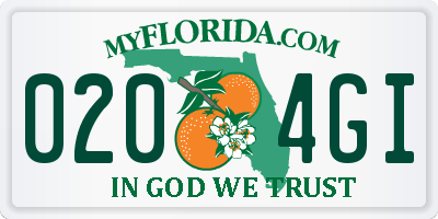 FL license plate 0204GI