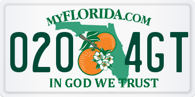 FL license plate 0204GT